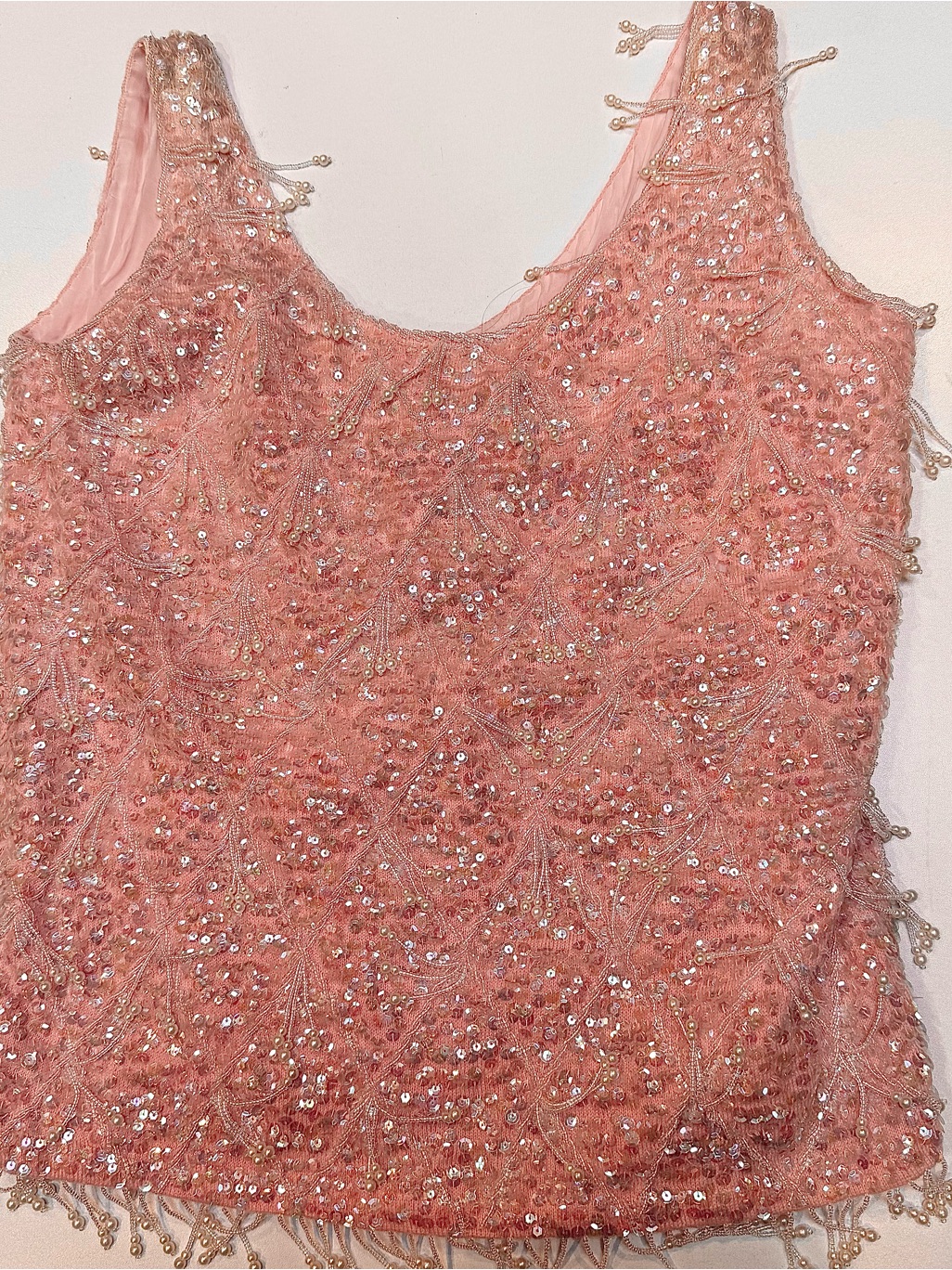 Embellished Pink Beaded Tank Top